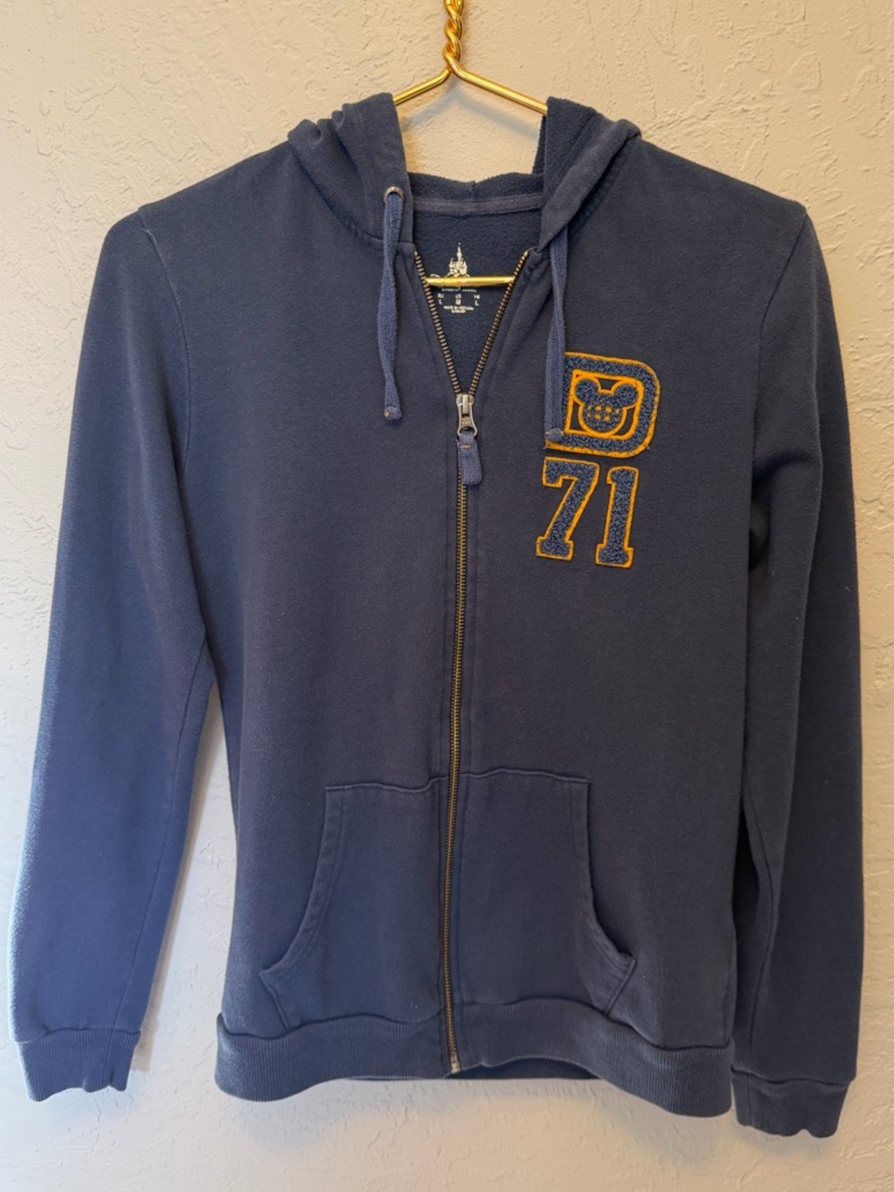 Disney Parks Walt Disney World Hoodie Zip Navy Mickey 1971